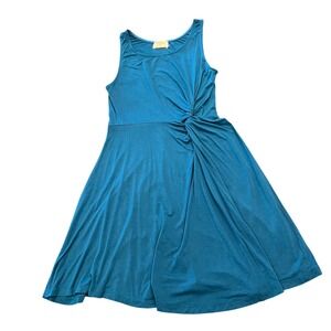 Everly Women Teal Blue Side Knot Sleeveless Fit and Flare Dress DR7212 Small‎